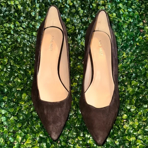 Dark Brown Suede Heels - Picture 2 of 3